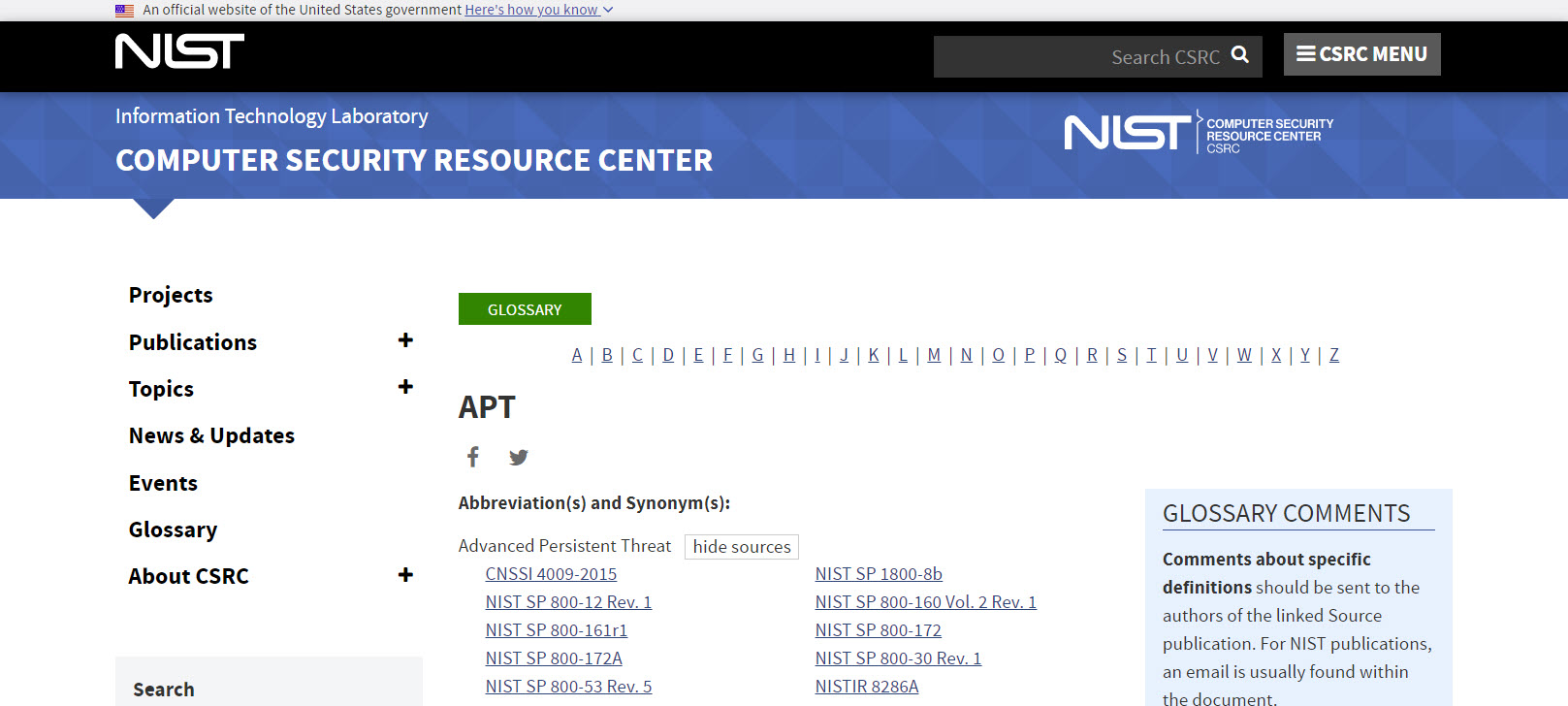 NIST APT Sources